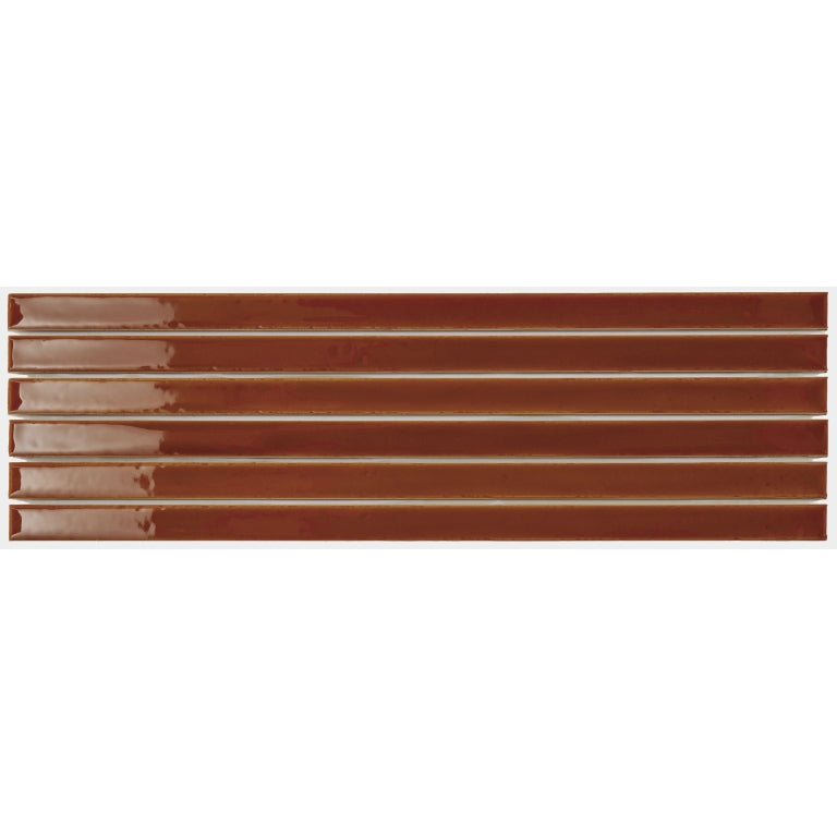 Emser Paralline 1" x 18" Stacked Mosaic 5" x 18" Glossy  Ochre