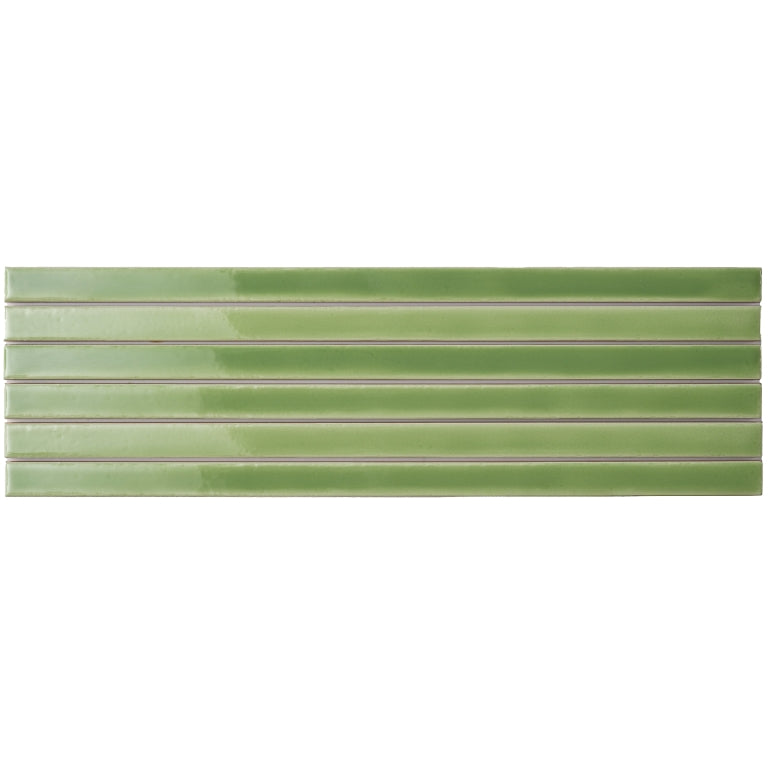 Emser Paralline 1" x 18" Stacked Mosaic 5" x 18" Glossy  Sage