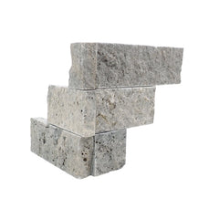 Emser Structure 6" x 6" Stacked ledger corner Travertine Silver